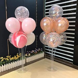 Pack of 2 Plastic Balloon Stand Pack of 2 with Suction Cup- Balloon Holder with 7 Balloon Sticks, 7 Balloon Cups and 1 Balloon Base for Birthday Wedding Party Holidays Anniversary Decorations